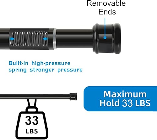 Miniatura 5 de Barra para Cortina de Ducha 42-78 Pulgadas, 1" de Diámetro Barras de Cortina de Tensión Ajustables Largas con Resorte para Baño Ventanas Armario Sin
