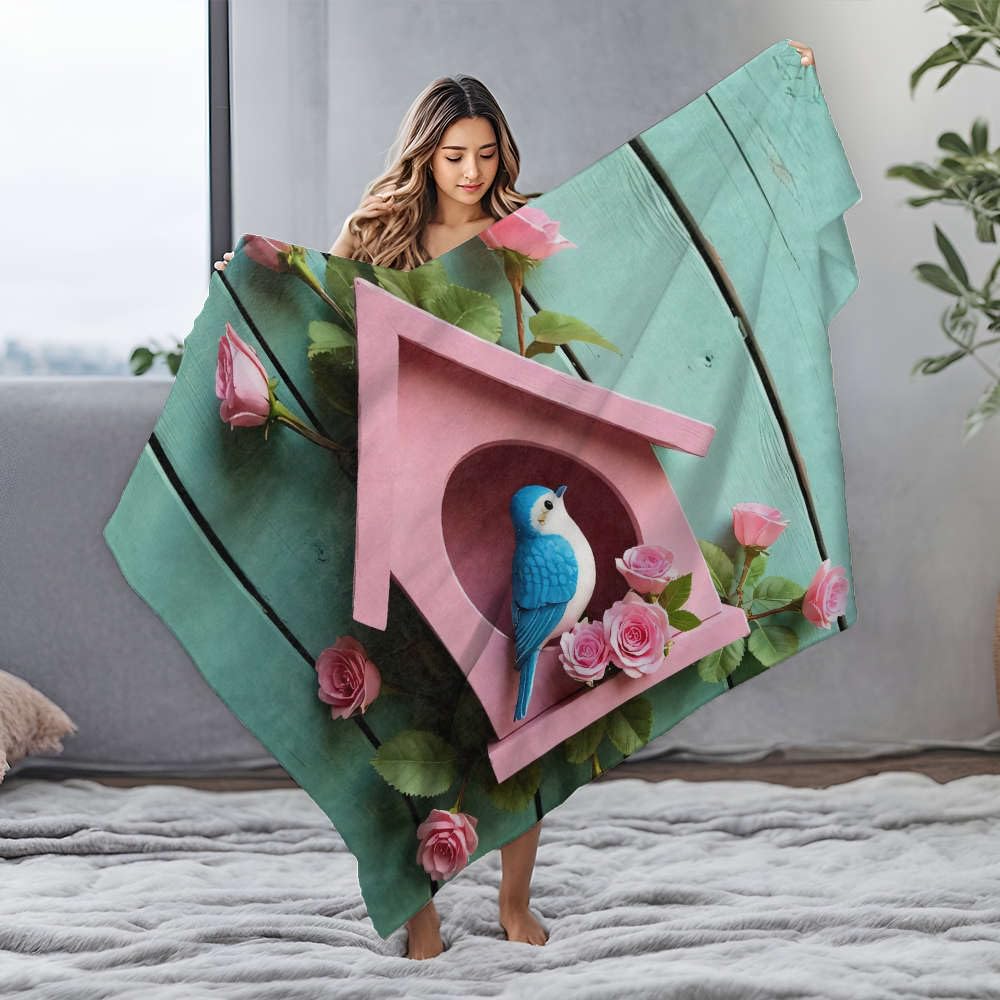 Couverture en flanelle pour chiot pour calmer l'anxiété grand plaid oiseau