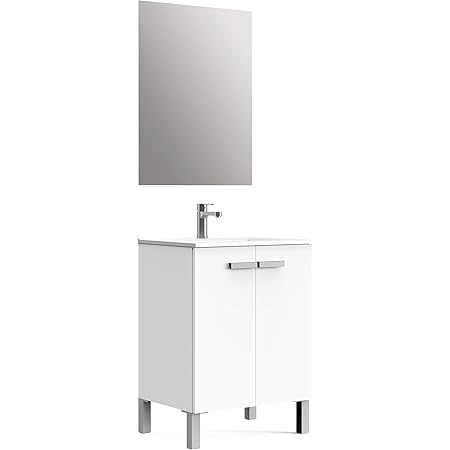 PDM Mueble de baño TEMIS con Espejo y Lavabo - 2 cajones con ...