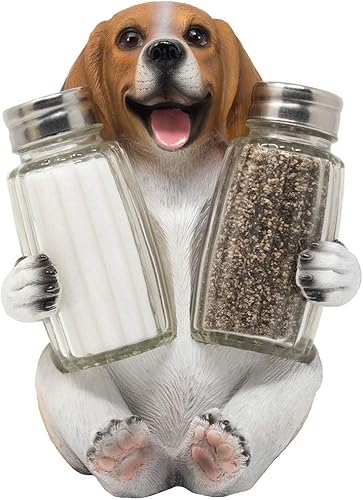 Miniatura 2 de Beagle - Juego de salero y pimentero de cristal para cachorros con soporte decorativo para exhibición de sabueso, figura para decoración de