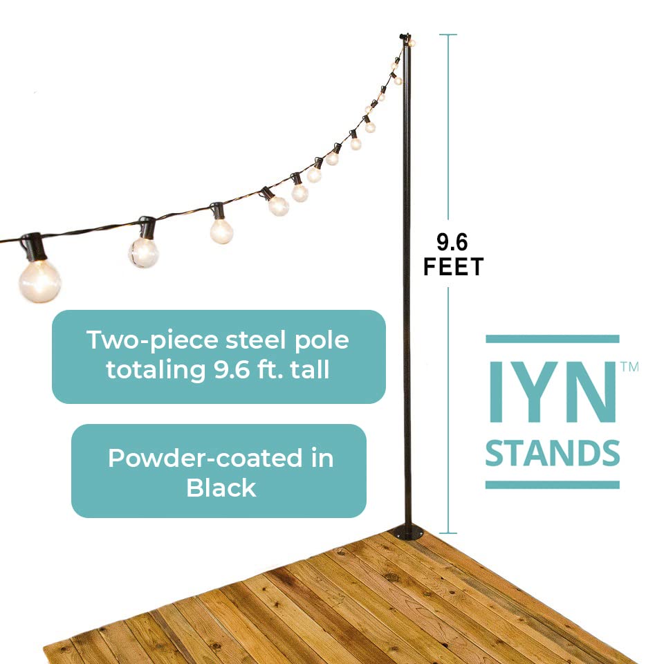 Buy IYN Stands Outdoor String Light Pole Stand, 9'6" Ft. Durable Powder