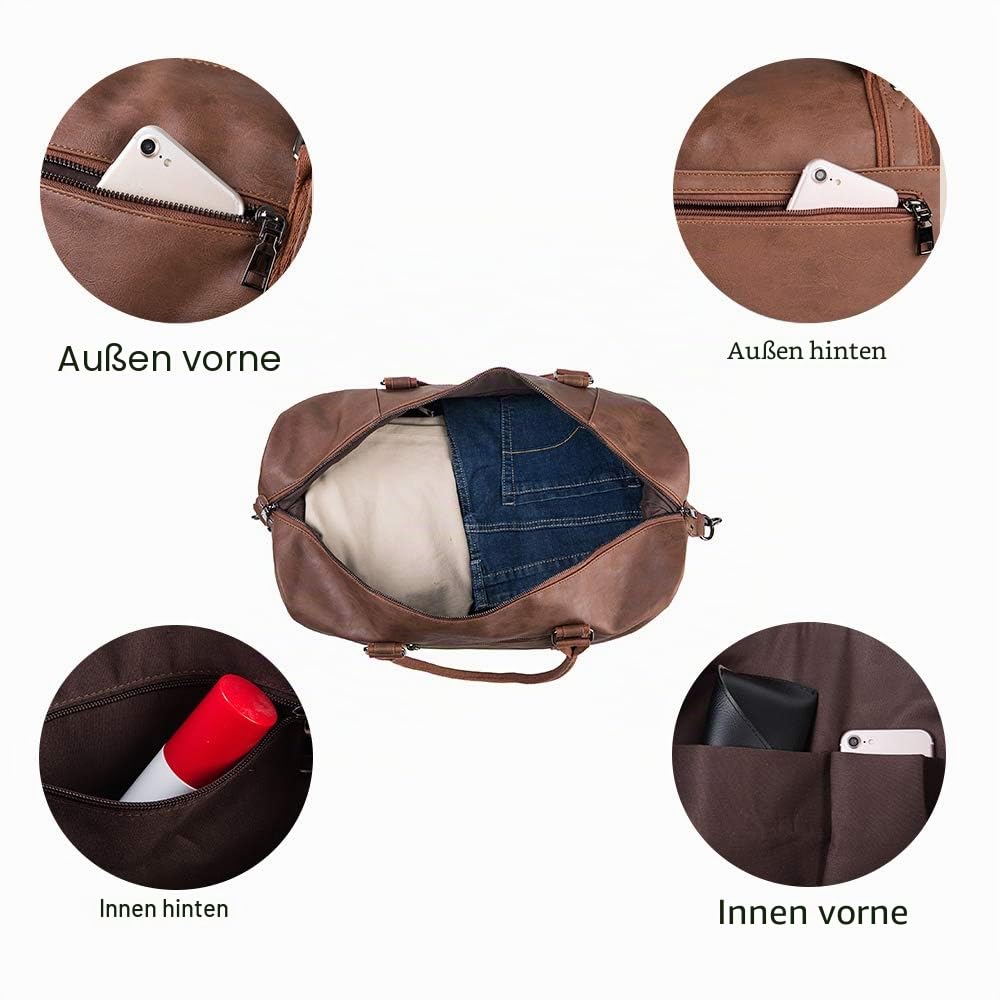 Reisetasche für die Nacht, Segeltuch, Leder, übergroße Wochenendtasche, große Handgepäcktasche, Reisetasche für Damen und Herren