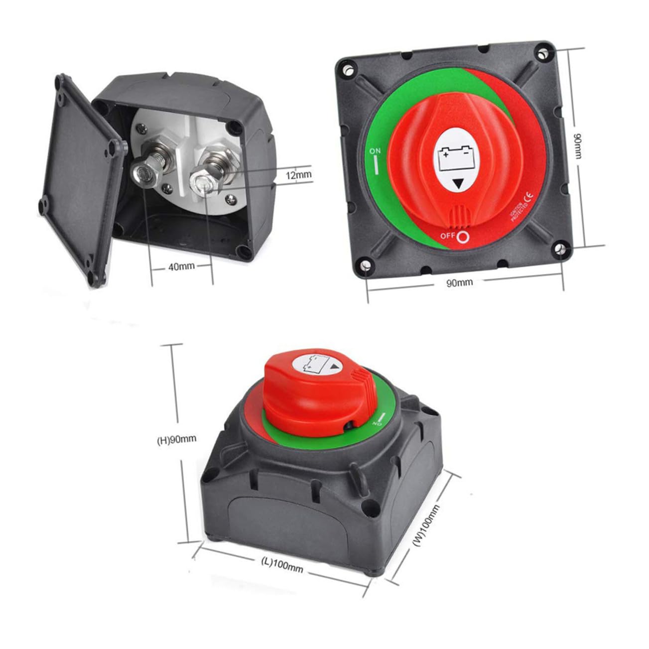 Interrupteur de Coupure de Batterie Protection 600a en Plastique et Laiton Isolateur Robuste pour Bateau et Caravanes