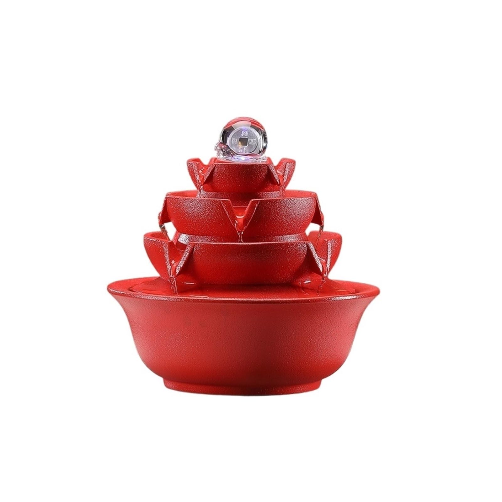 Fontaine d'intérieur à boule roulante rouge Feng Shui pour table