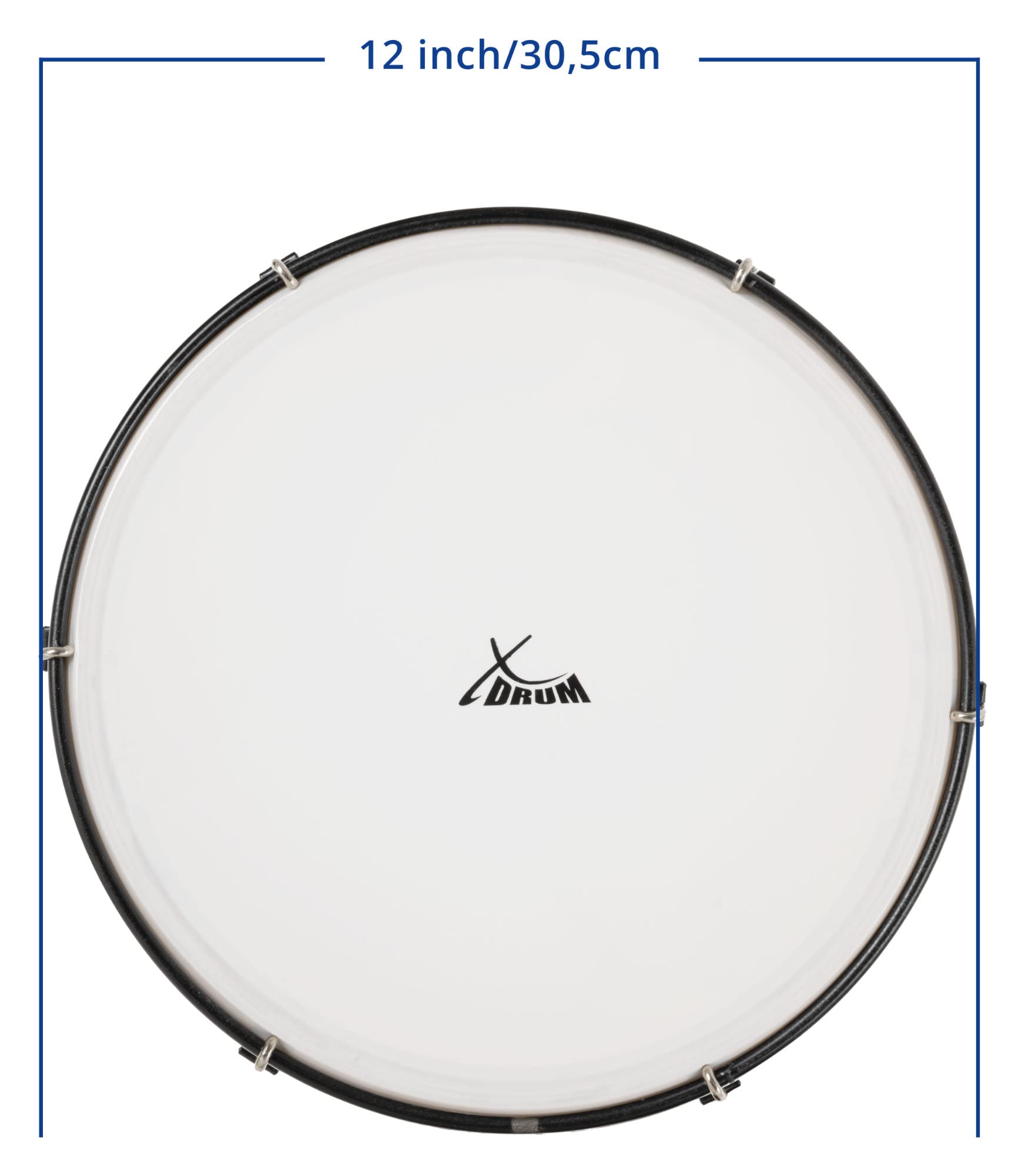 XDrum HTM-12K Pandereta De Mano De 12" Con Piel De Plástico Juego De 3 | Diámetro: 12" (30, 5 cm), Piel de poliéster resistente, Marco de madera de arce, Mango ergonómico, Altura: 6 cm, Uso Versátil