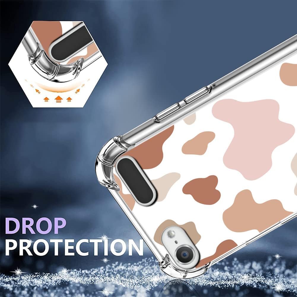 KANGHAR Custodia per iPod Touch 7/6/5 iPod Touch 5a/6a/7a generazione in morbido poliuretano termoplastico, con stampa di mucca, con pellicola proteggi schermo, supporto ad anello con cavalletto