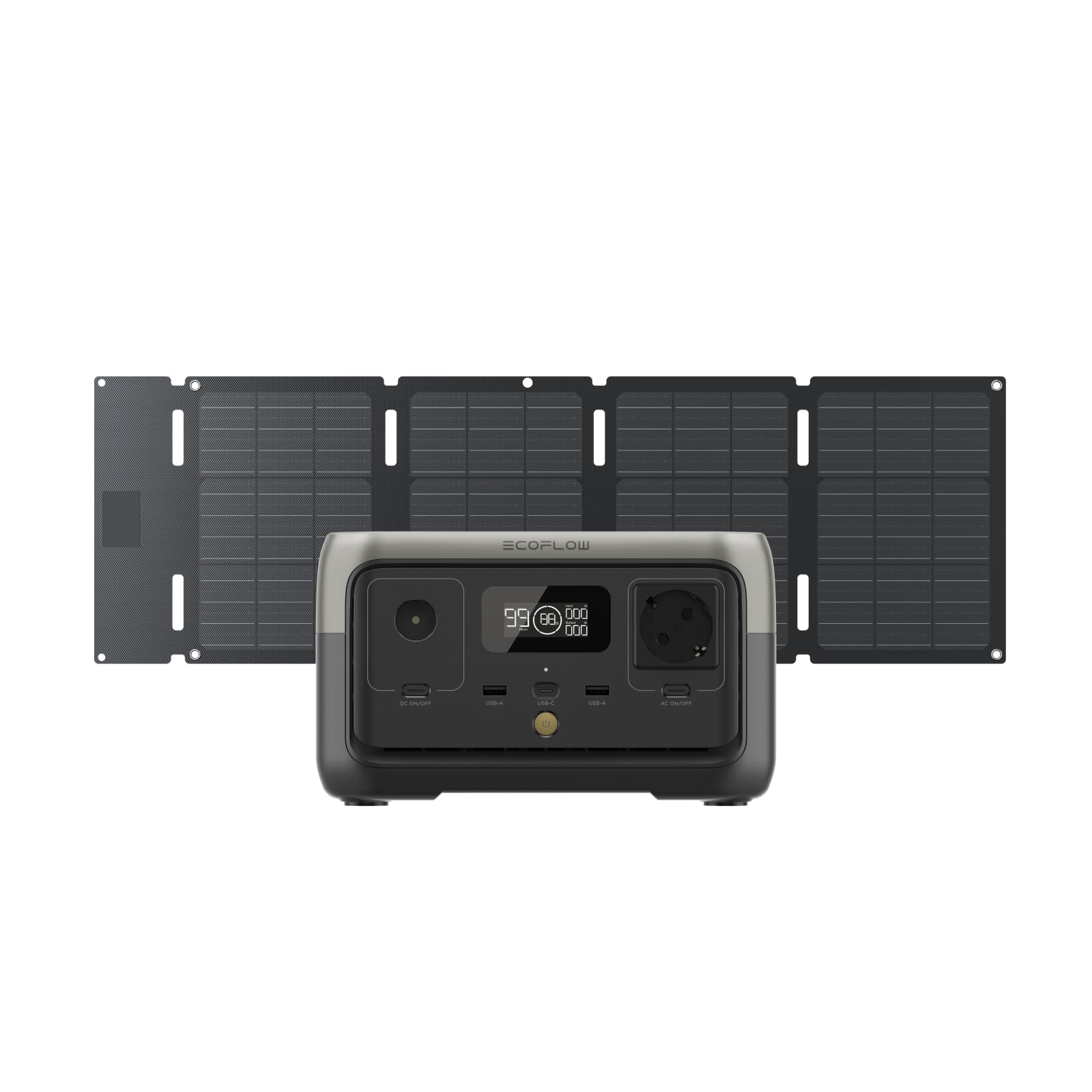 Estación eléctrica portátil EF EcoFlow River 2 256Wh y panel solar de 45 W | Hasta 600 W de potencia, Batería LiFeP04, Generador Solar para acampadas al aire libre/caravanas/Camping