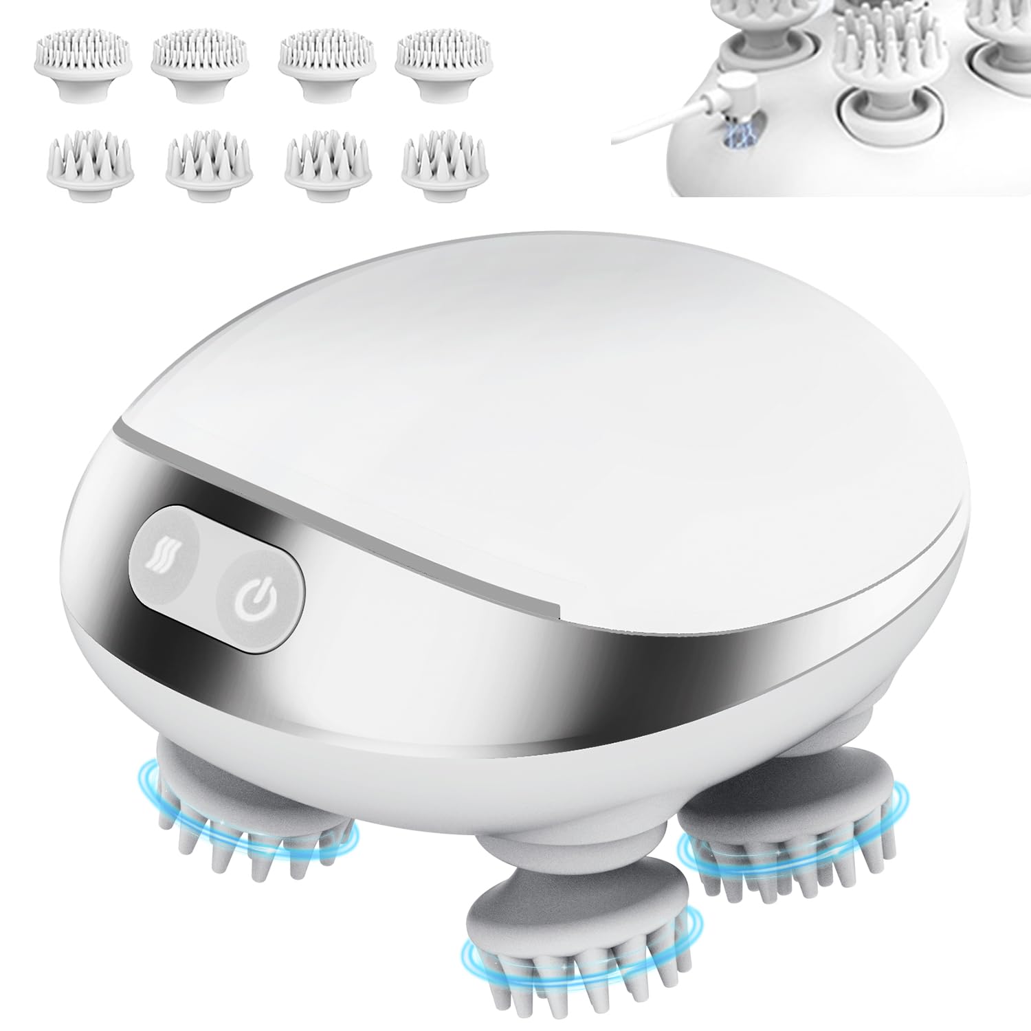 MOUNTRAX 5 in 1 Electric Scalp Massager, Portable Heated Head Massager Kneading 88 Massage Nodes, 2 Massage Styles & 3 Speed Modes, Body Massager for Deep Cleansing, Relief, Hair Growth