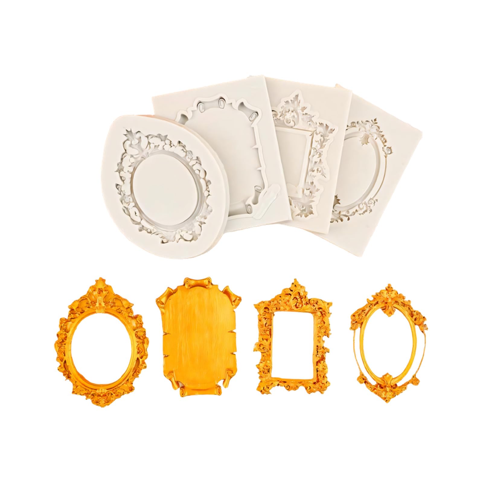 PANGBOER Artistic Silicone Baking Molds 4Pcs Set with Detailed Embossing Pattern Baking Equipment for Creative Cake Decorating Silicone Molds