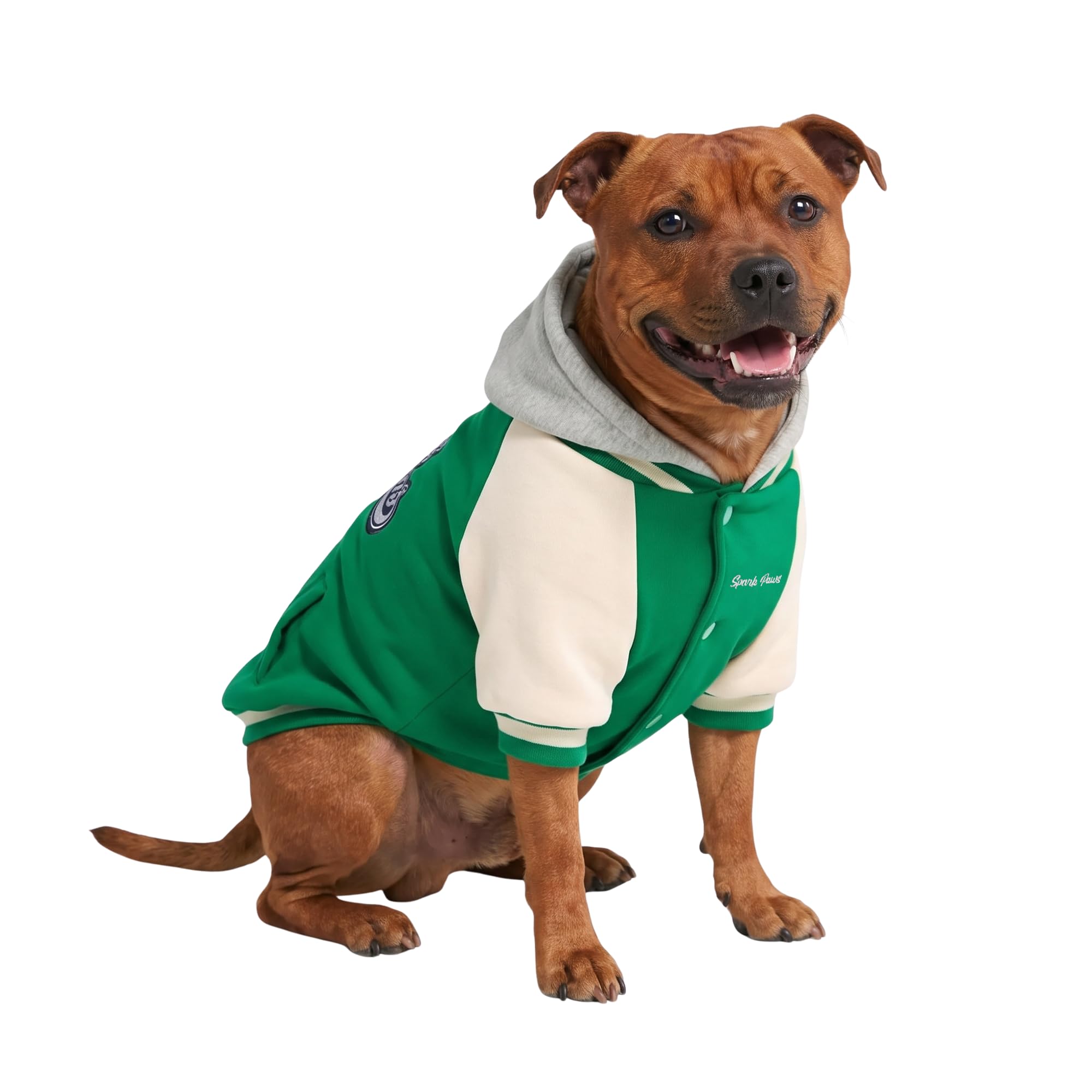 Spark Paws Varsity Dog Jacket - Dog Hoodie Winter Coat for Small Large Dogs