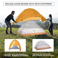 Naturehike Cloud up Base Zelt 1 Person Leichtes Campingzelt, Einfacher Aufbau Winddicht & Wasserdichtes Kuppelzelt für Outdoor Reisen Trekking (Base/Orange) – Ansicht 3