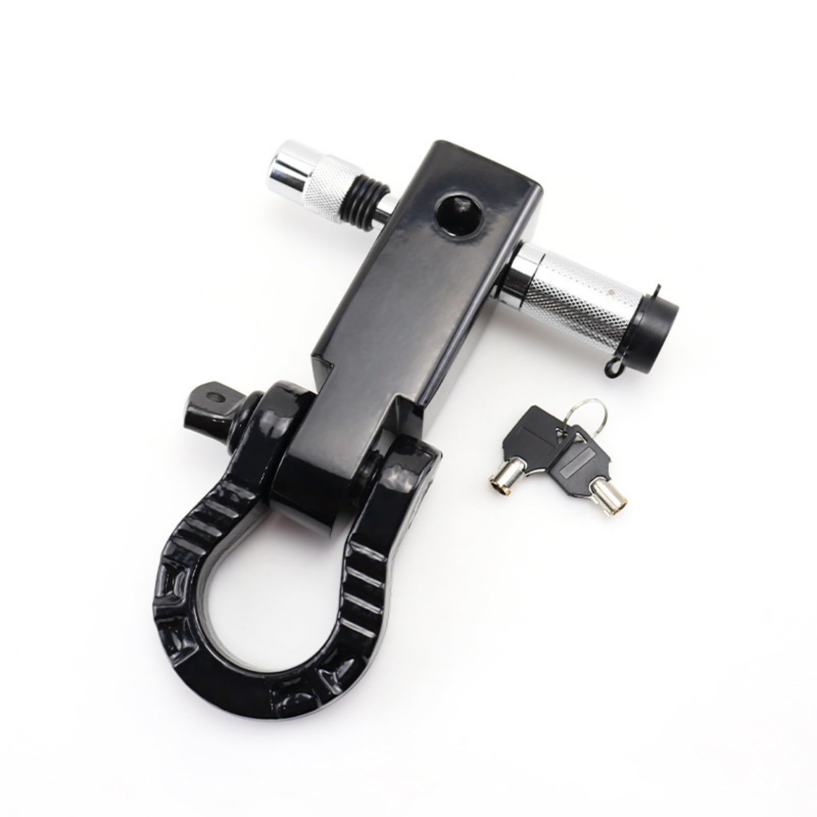 Assemblaggio Gancio Traino Lucchetto per Rimorchio Blocco Serratura con Chiave in Acciaio 45 con Cilindro Rotondo E Corpo Rettangolare Adatto a , Blk Arm - 8T Gloss