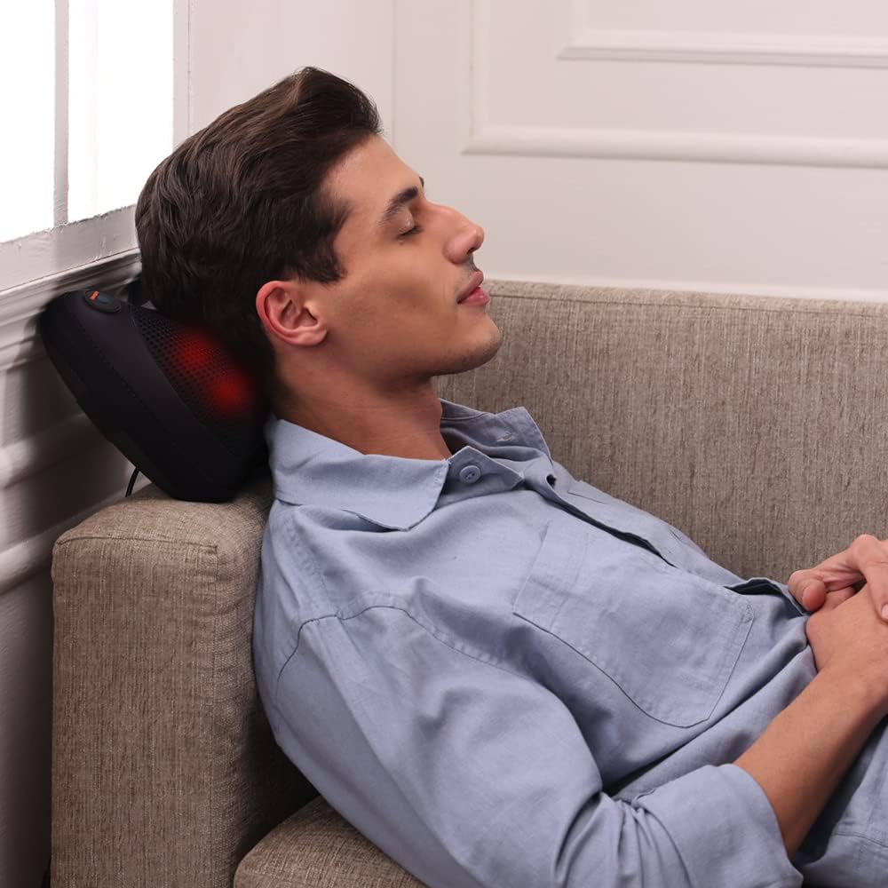 beatXP Deep Heal Pillow Shiatsua Infrared Heat Therapy Massager with 3 Mode Settings, Deep Tissue Massager for Shoulder, Neck and Back Pain Relief with Corded Electric