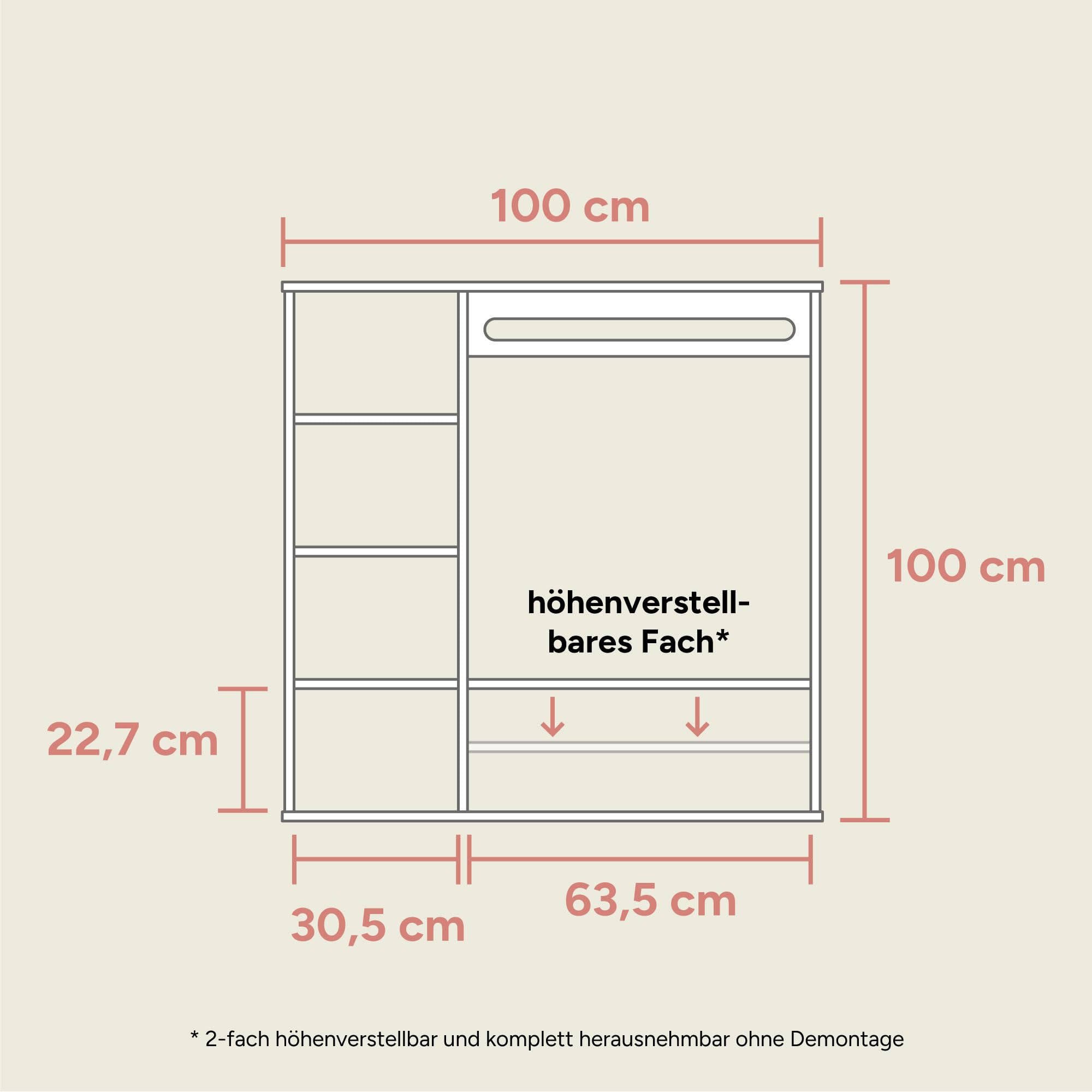 Ehrenkind® Montessori Kleiderschrank | Kinderregal Kiefer Natur | Kinderschrank FSC Zertifiziert | Garderobe für das Kinderzimmer in 100x100x40 | Kleiderschrank Kinderzimmer | Kinderzimmer Möbel