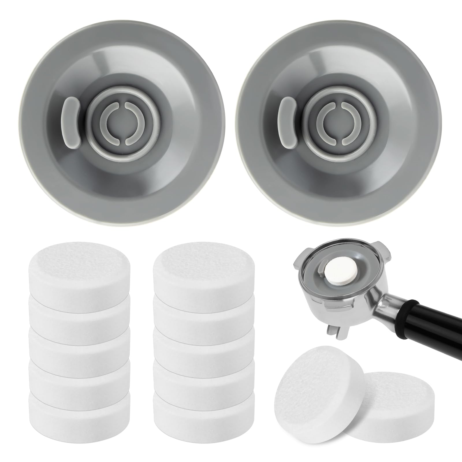 12 PCS Cleaning Tablets and 2 PCS Silicone Rubber Backflush Disc for Breville, 54mm Espre…