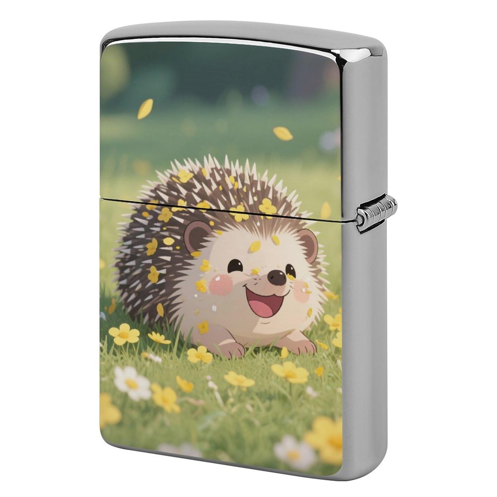 Floral Hedgehog Lighter Case Cover Vintage Metal Lighter Sleeve Reusable Lighter Protective Cover Decorative Lighter Holder Birthday Gifts for Men Women