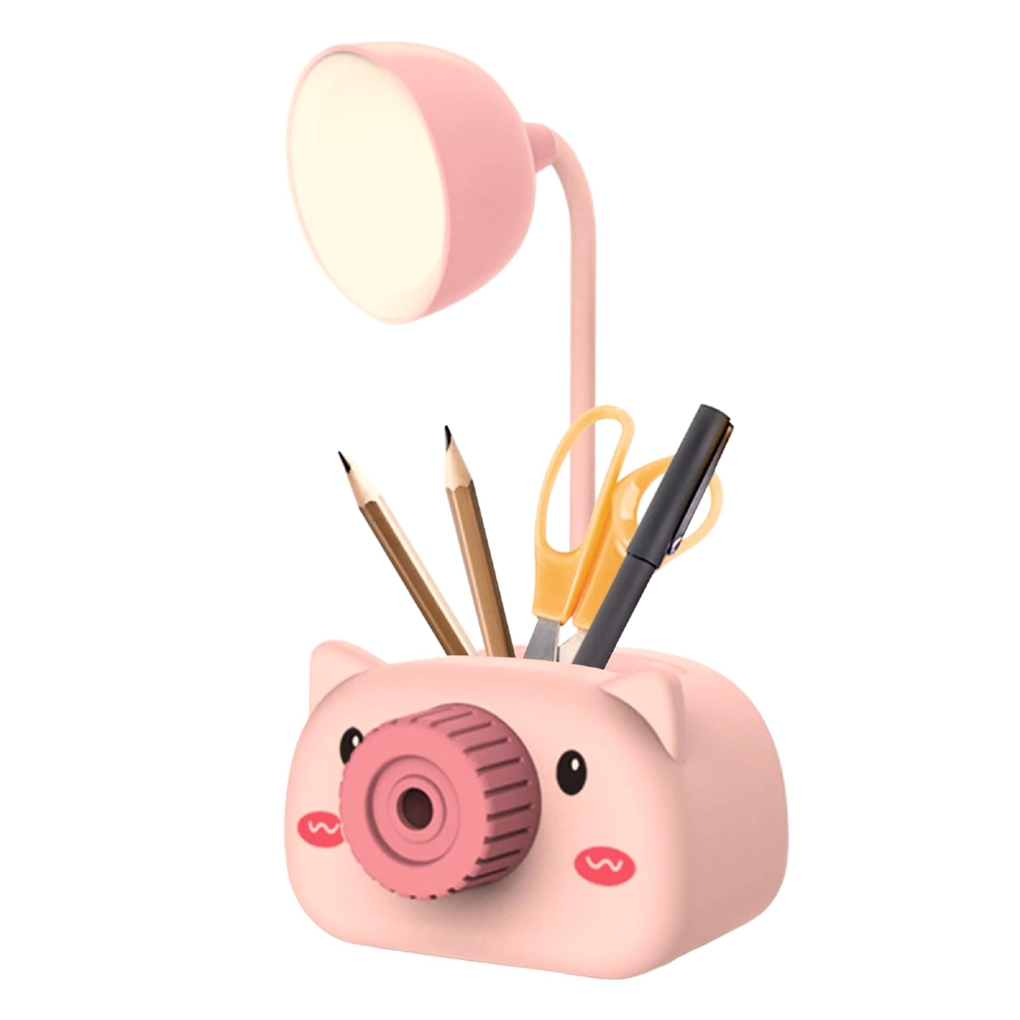 AUGEN LED Table Lamp - LED Rechargeable Desk Lamp with Pen Holder & Sharpener, Study Desk Light for Study Room/Home/Office (Pink, Pack of 1)-image-24
