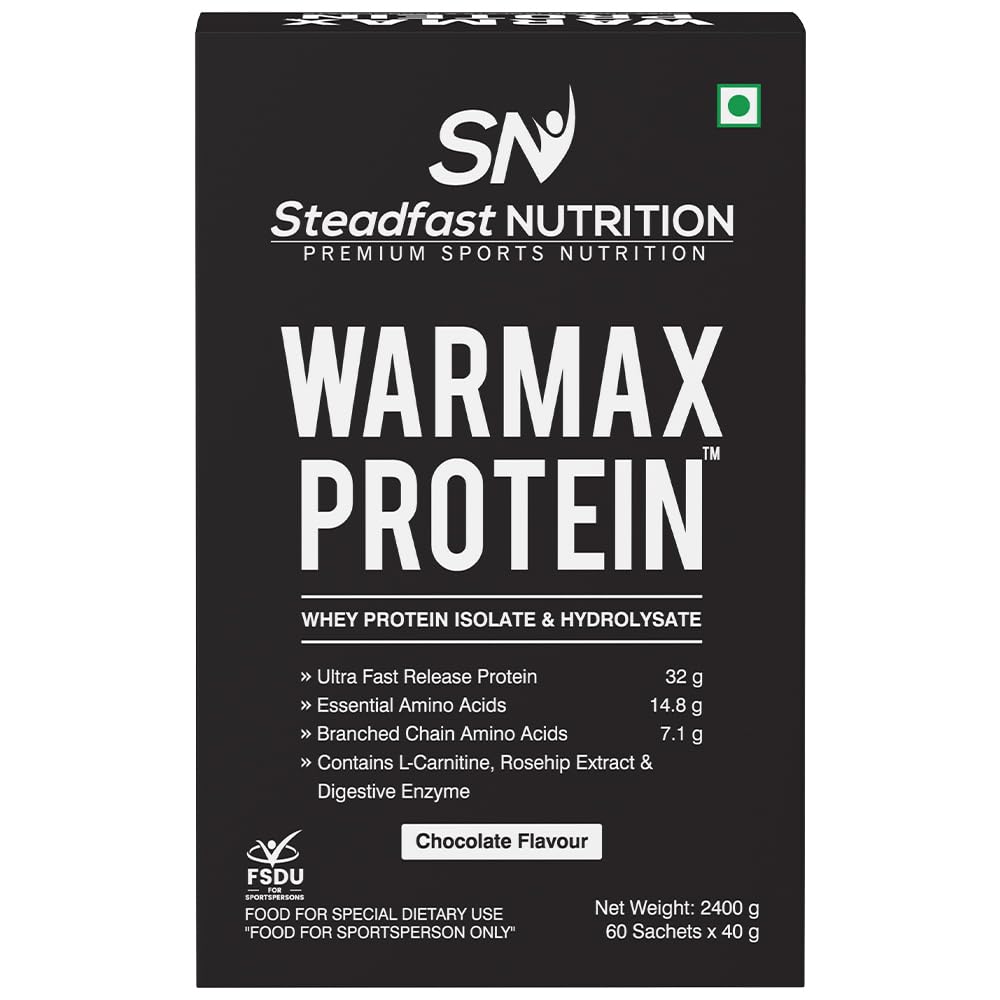 Warmax Whey Protein Isolate & Hydrolysate Powder 32G Ultra Fast Release Protein (Chocolate 60 Sachets, 2400g)