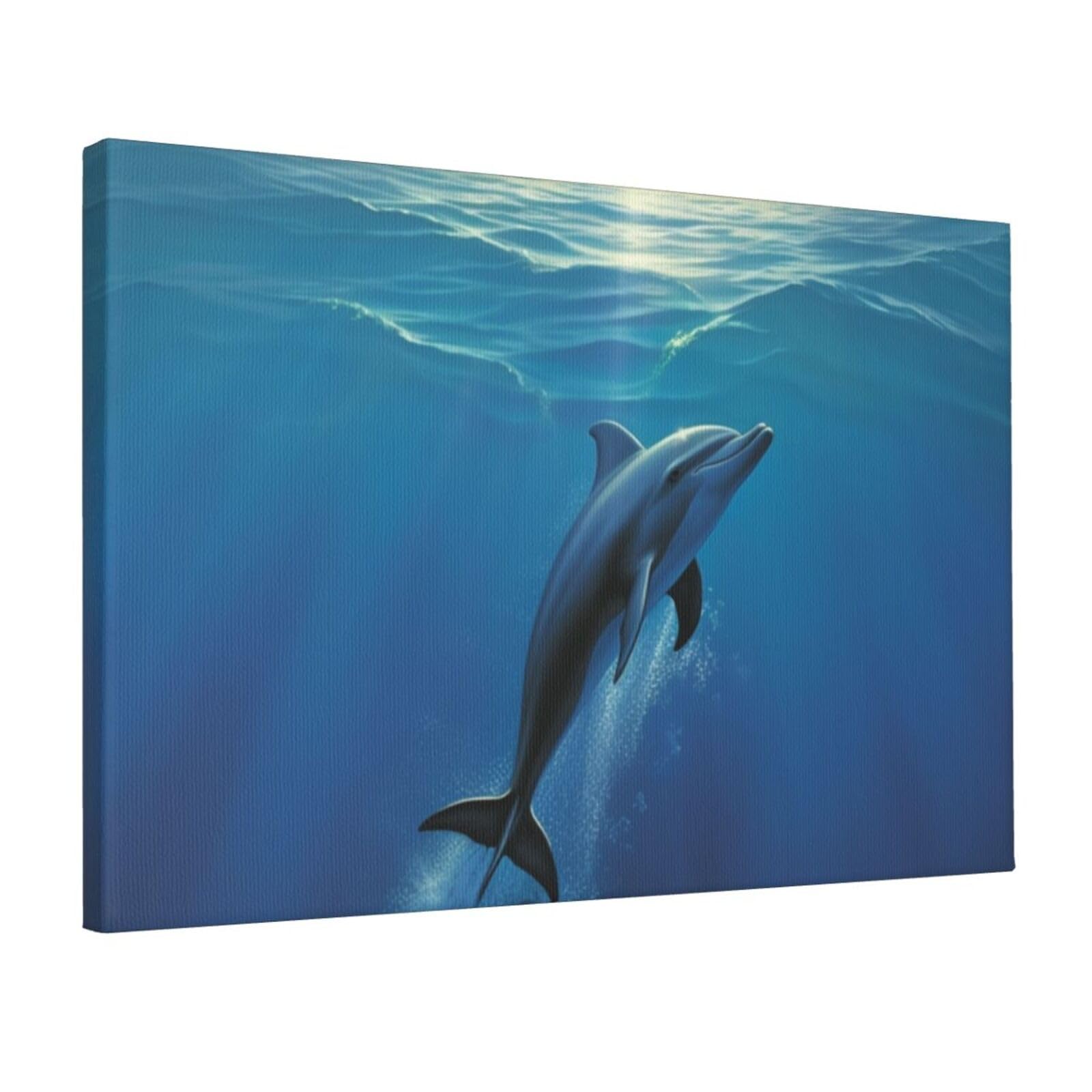 DWVTSLH Dolphin Poster Paintings Canvas Wall Art Bedroom Prints Home Decor Hanging Picture Modern Home Artworks Aesthetic for Living Room Office Wall Decor 12x18in Unframed