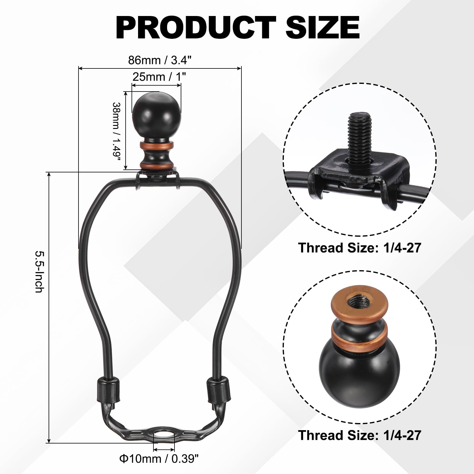 PATIKIL 5.5 Inch Lamp Harp Kit with Finial, 1 Set Detachable Lamp Shade Bracket Holder - Image 2