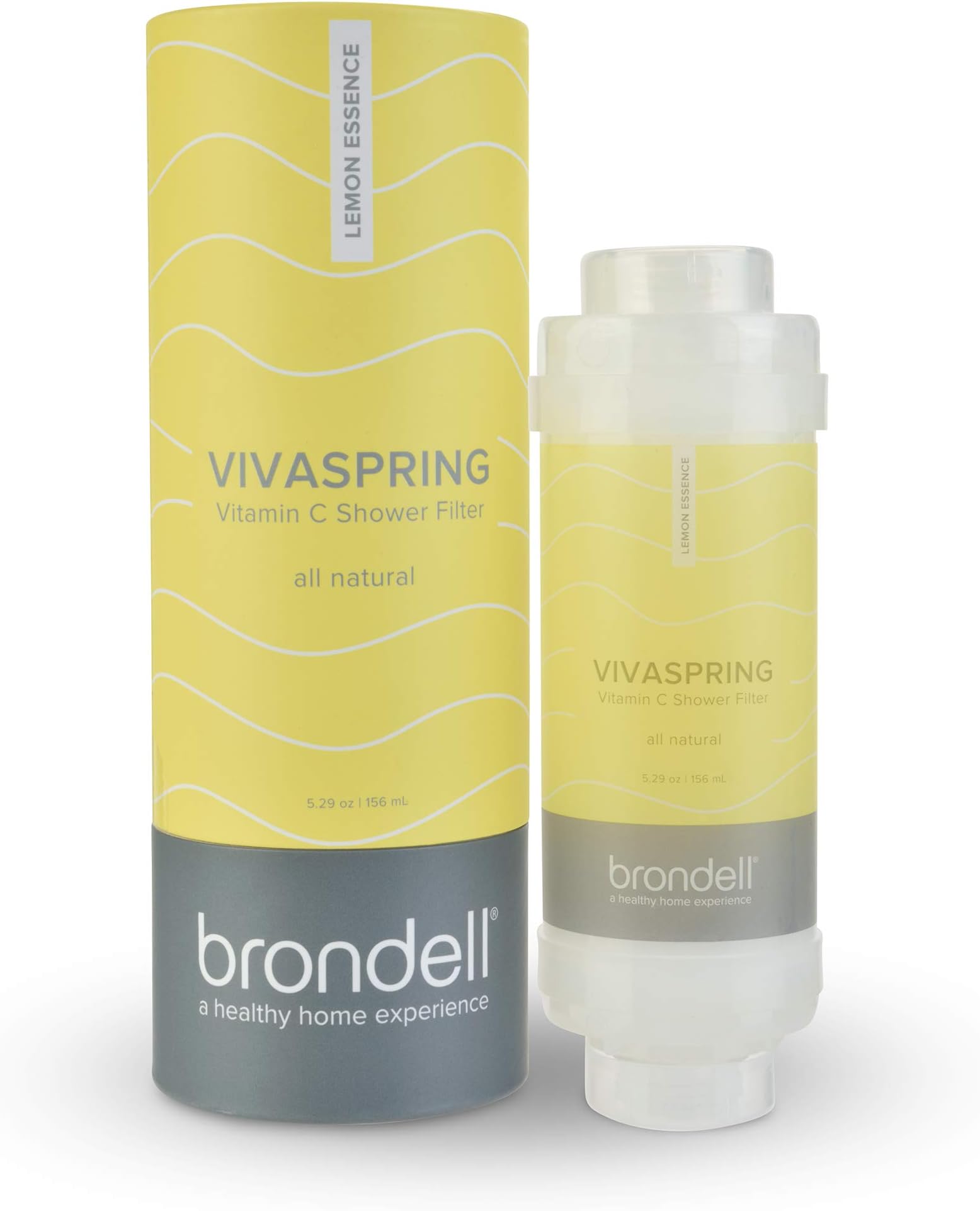 Brondell VivaSpring Vitamin C Shower Filter, Lemon Essence Scent – Filters Contaminants like Free Chlorine, Easy Installation, Filtered Shower Water for Healthier Skin & Hair