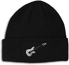 Custom Patch Beanie Electric Guitar White Embroidery Skull Cap Hats for Men & Women Winter Hats One Size