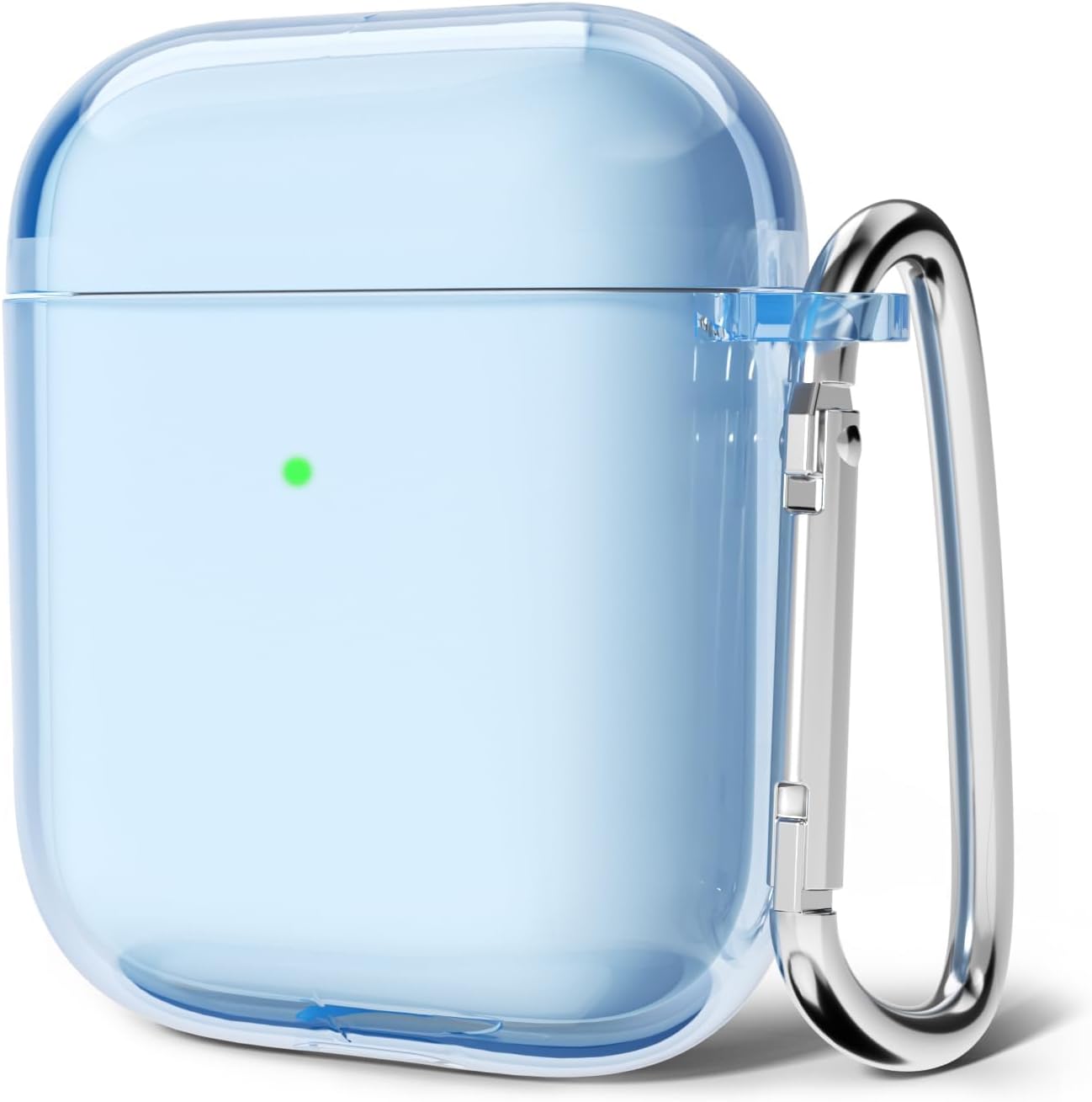 Svanove for Airpods Case Clear Hard Shell Plastic, Transparent TPU Girly Airpods 1st 2nd Generation Case with Keychain, Y2k Aesthetic Trendy Airpods Cover Accessories for Women, Light Blue
