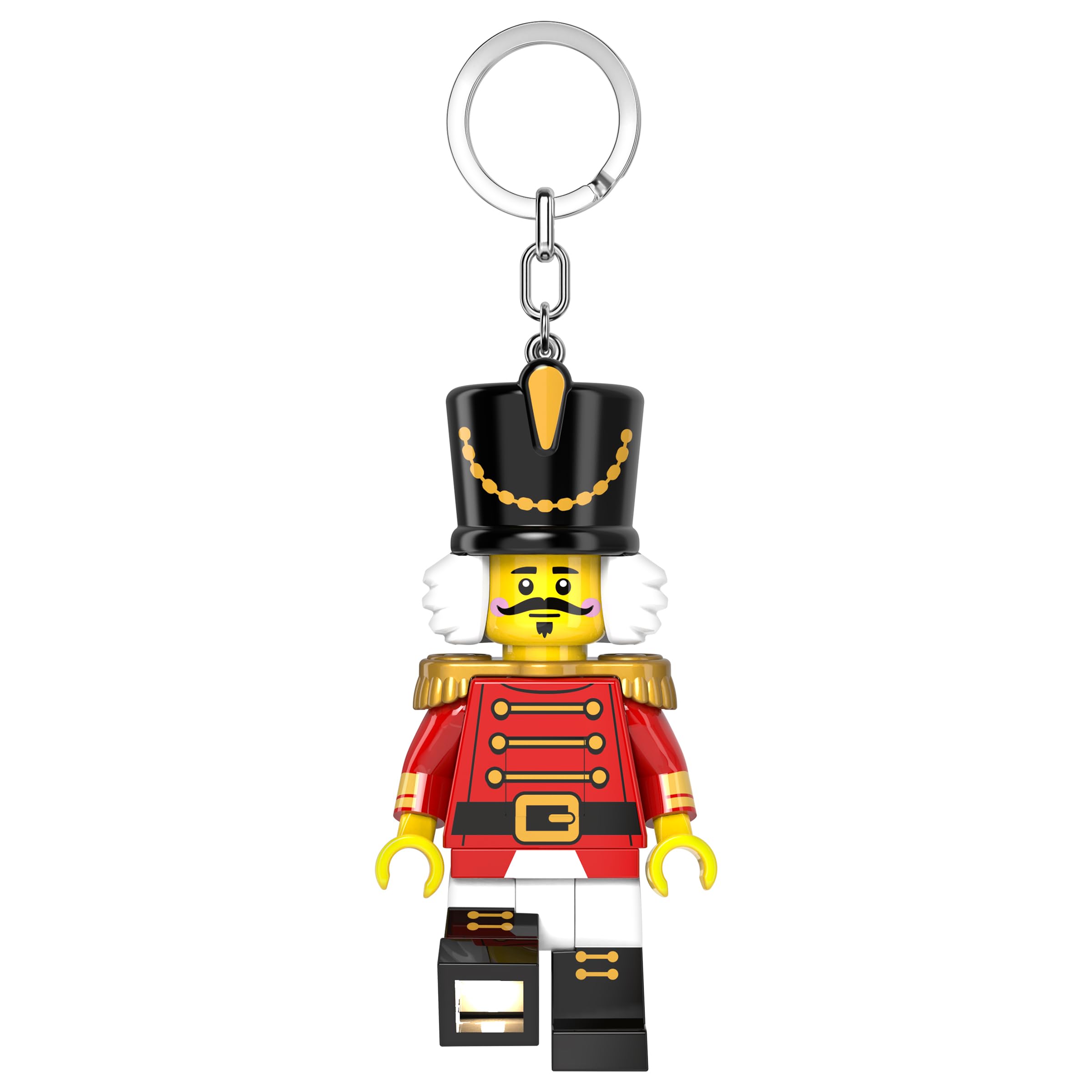 Iq Unisex White Lego Iconic Nutcracker Minifigure Christmas Key Light Keyring Keychain With Led Light