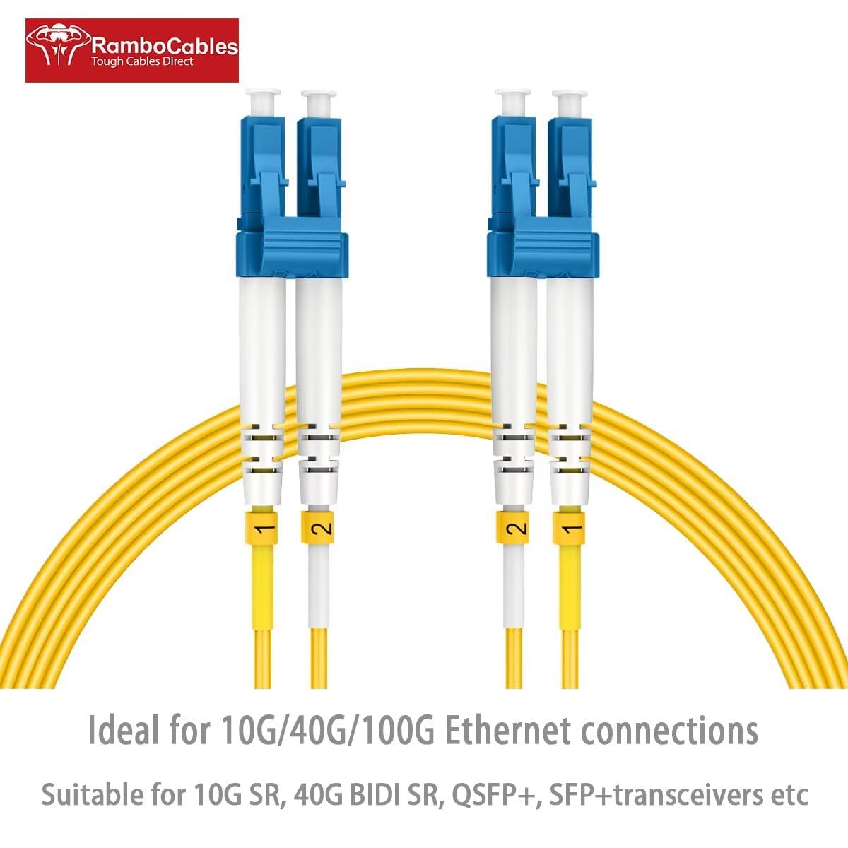 49ft/15m Single Mode Fiber Patch Cables OS2 LC to LC, SM Singlemode Fiber Optic Cable 10G SMF LSZH Duplex 9/125μm OD 2.0mm (4pack), 𝙍𝙖𝙢𝙗𝙤𝘾𝙖𝙗𝙡𝙚𝙨