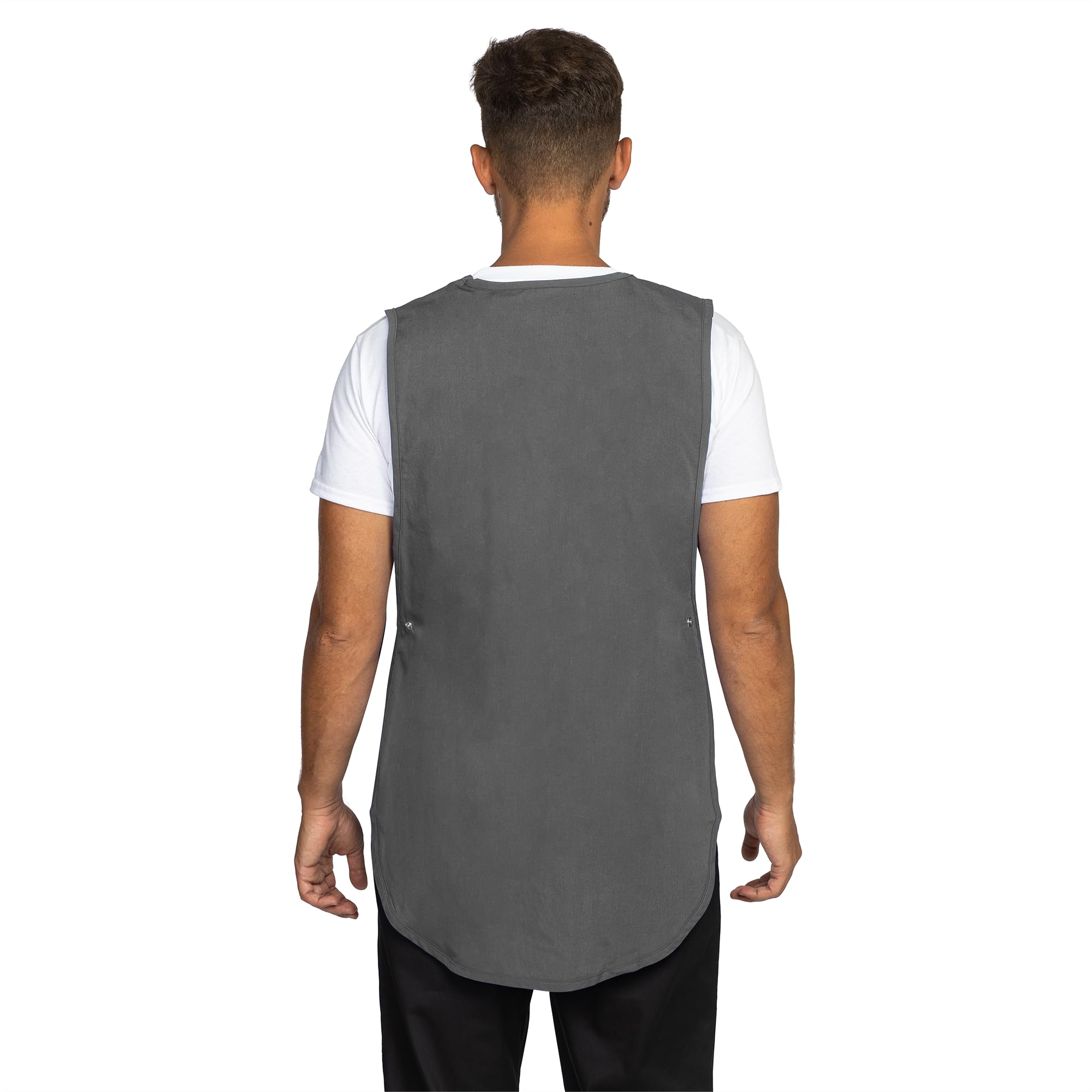 PALLTEX Ampato Überwurfschürze Damen Herren – Kittelschürze mit Taschen, verstellbar, Berufsschürze für Arbeit, Gastronomie, Reinigung, Friseur & Kosmetik, Größen S/M, L/XL
