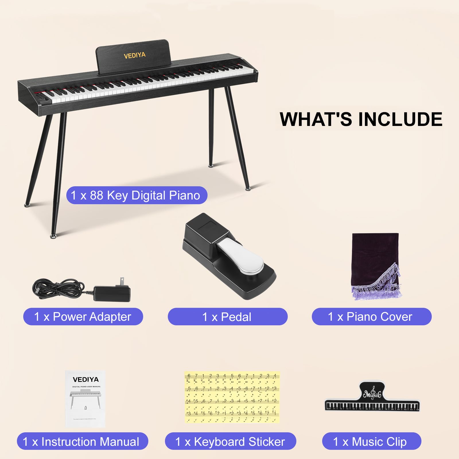 Amazon | Vediya デジタルピアノキーボード 88キー セミウェイト フル
