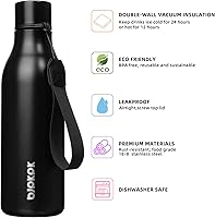Vista 51 de BJPKPK Botellas de agua aisladas, botella de agua de metal de acero inoxidable de 18 onzas con correa, termo a prueba de fugas sin BPA, tazas