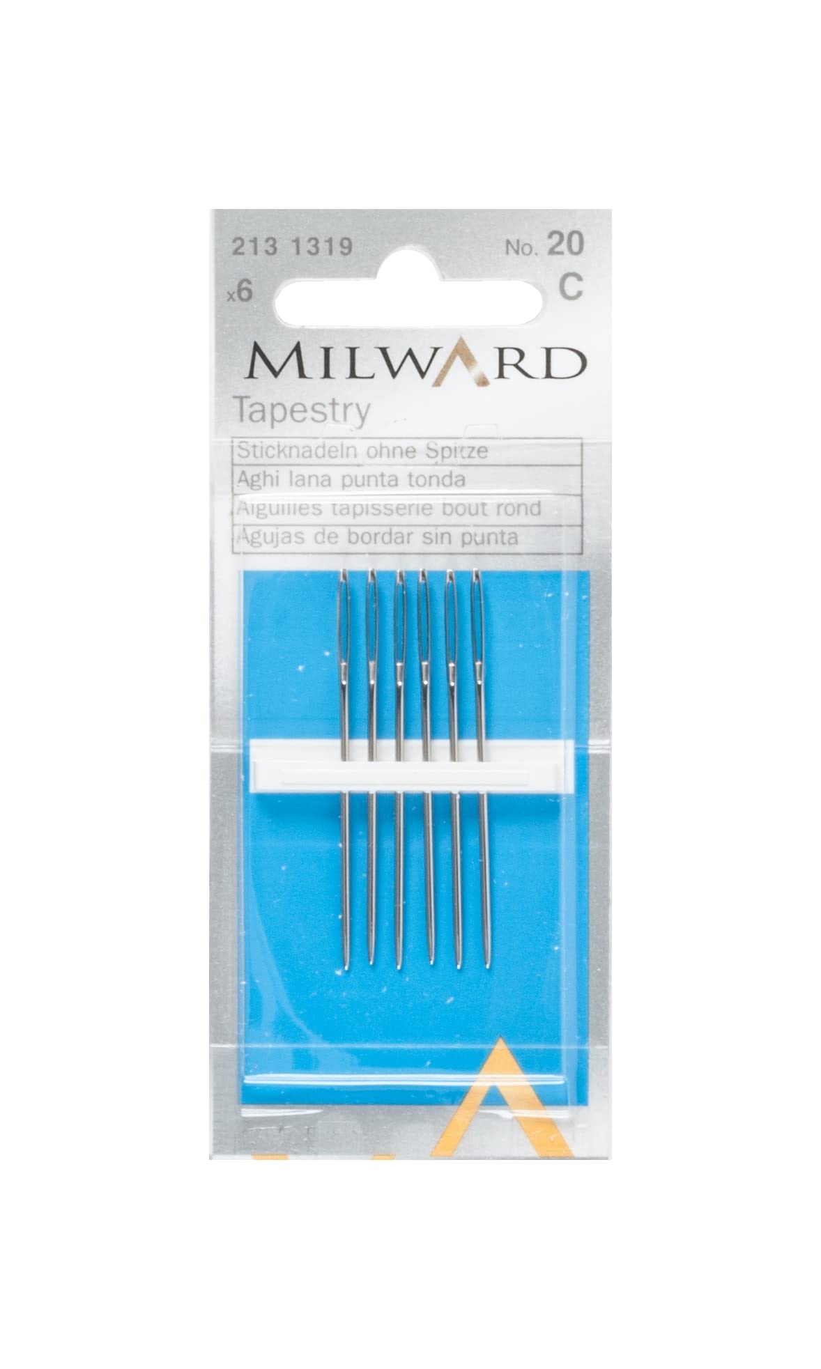 Milward Silver Tapestry Hand Sewing Needles, No.20