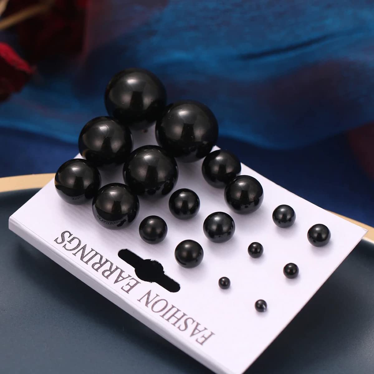 Set of 9 Silver Stud Earrings