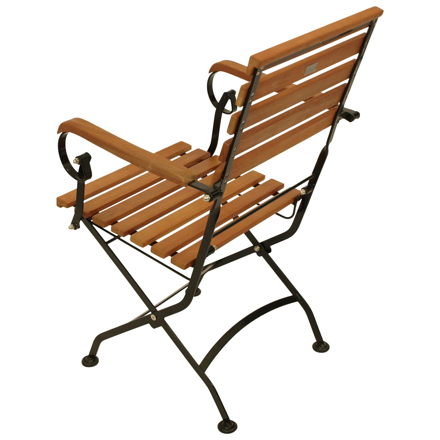 DEGAMO Klappsessel Gartenstuhl HOFGARTEN mit Armlehnen, Gestell Flachstahl schwarz pulverbeschichtet, Belattung Eukalyptus Hartholz, klappbar, Outdoor, 2 STÜCK