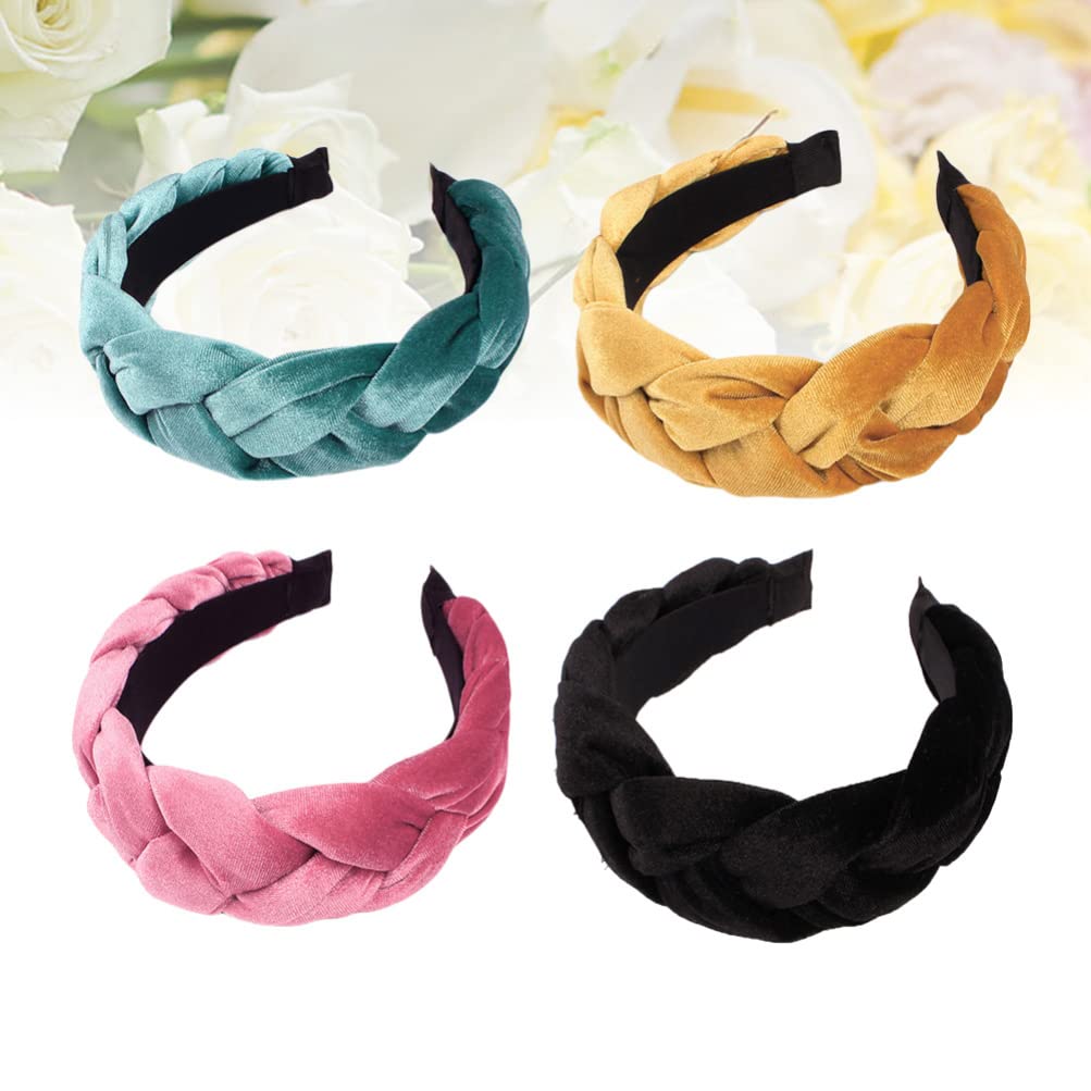 FOMIYES Diadema Ancha de Tela para Mujer Diseño de Encaje, 4 Piezas, Accesorio Cabello Cómodo y Único para Uso Diario