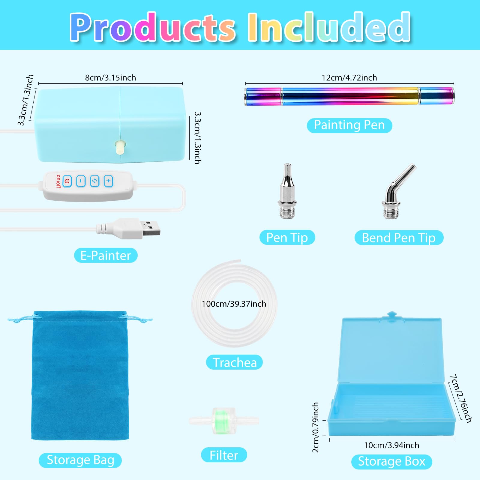 E-Painter Stylo Diamond Painting Pen, kit de Stylos de Peinture Diamant sous Vide avec Plateau de Rangement, 3 Niveaux D'aspiration Réglables, Pointes Métalliques, Silencieux et Durable