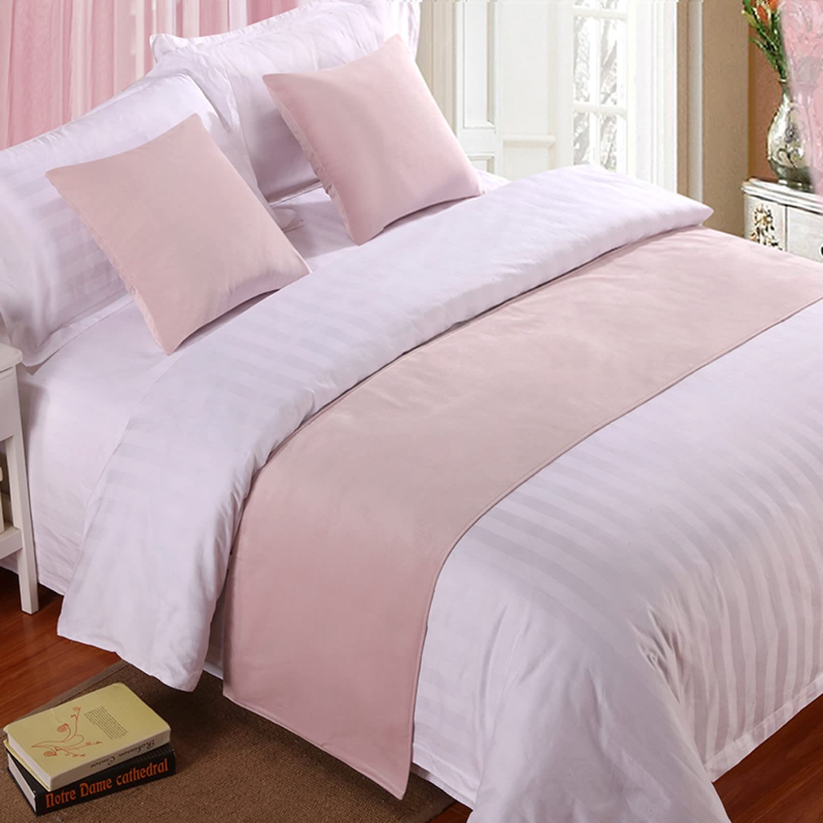 TTiiLoe Velvet Bed Runner, Pink, 240x50cm, King Bed Size, Luxury Bedspread, Bed Scarf, Bed End Towel, Hotel Bedroom, Wedding Room Decor