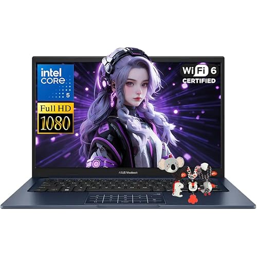 ASUS Vivobook 14 14" FHD Laptop, Intel 10-Core 5 120U(Up to 5GHz), 16GB RAM 1TB SSD, Win 11 Wifi6 Bluetooth Long Battery Life Notebook-Computer for Business College Students w/GM Accessory