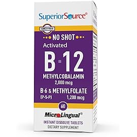 Superior Source No Shot Vitamin B-12 Methylcobalamin 2000 mcg, B-6, & Methylfolate 1200 mcg - Supports Energy, Brain, and Heart Health - Bariatric Friendly - 60 Sublingual Dissolving Tablets
