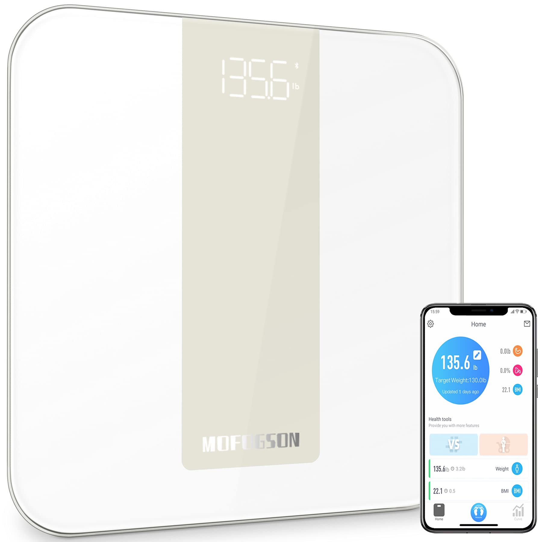 MOFOGSON Bathroom Scale for Body Weight,Smart Digital Scale with APP