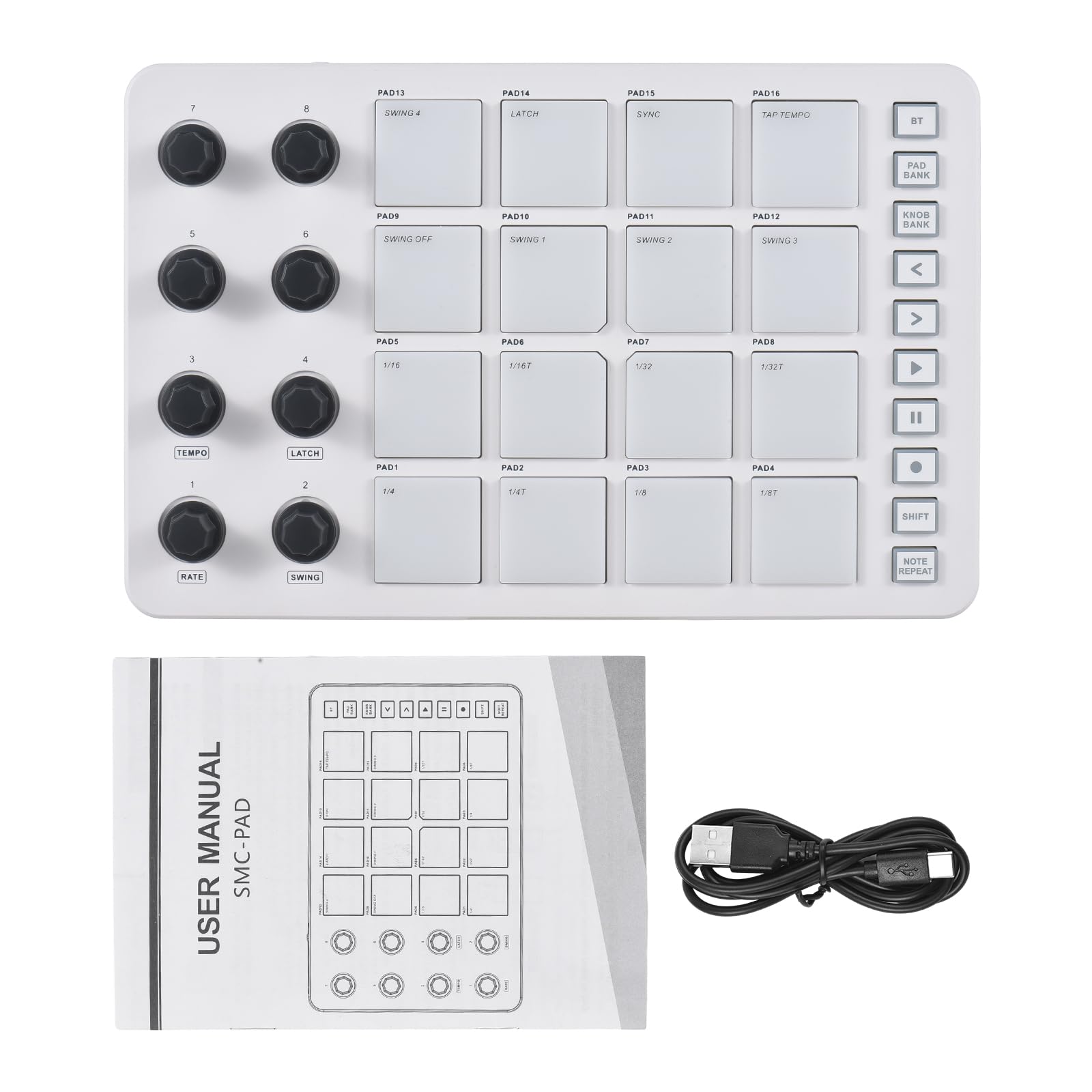 Controller MIDI Tastiera MIDI Wireless Portatile Facile Integrazione per Produttori Musicali Retroilluminazione RGB DJ e Funzioni di Ripetizione delle Note per Creatori di Beat 16 Strike Pad