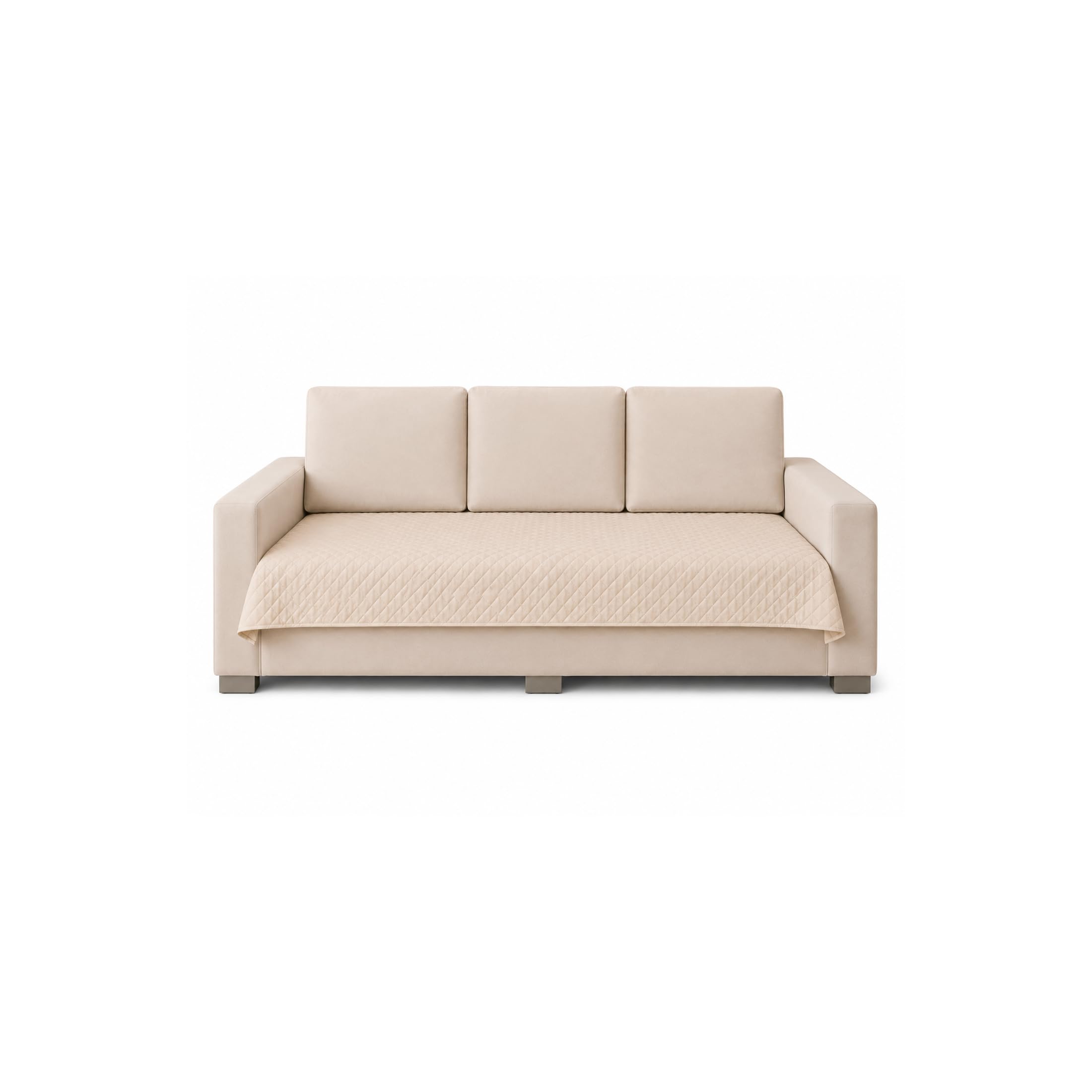 AAZEEM Original Velvet Sofa Cover | Stretch Fitted | Removable Washable Furniture Protector Slipcovers | Cream Color| 3 Seater Sofa Cover|-picture-22