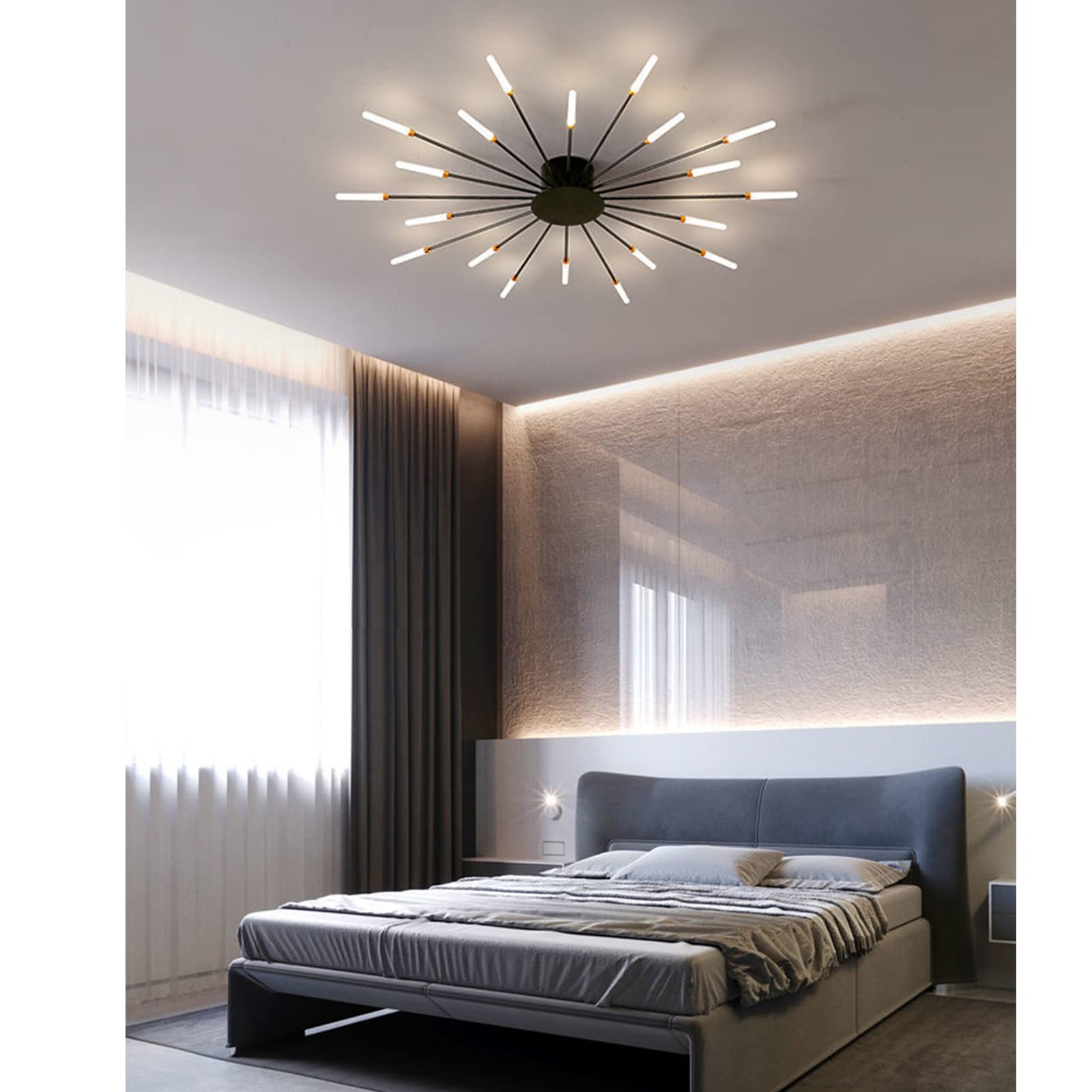 Lampa wisząca,Nowoczesne oświetlenie sufitowe LED, czarna lampa sufitowa do montażu podtynkowego akrylowy abażur żyrandol, żyrandole fajerwerków oświetlenie sufitowe, nowoczesne oświetlenie