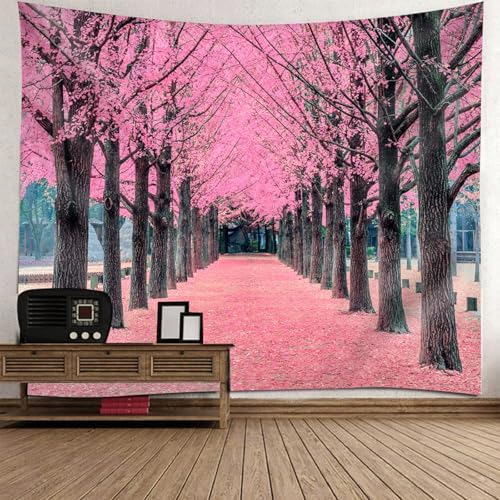 Tapisserie paysage arbres et fleurs pour décoration murale de salon