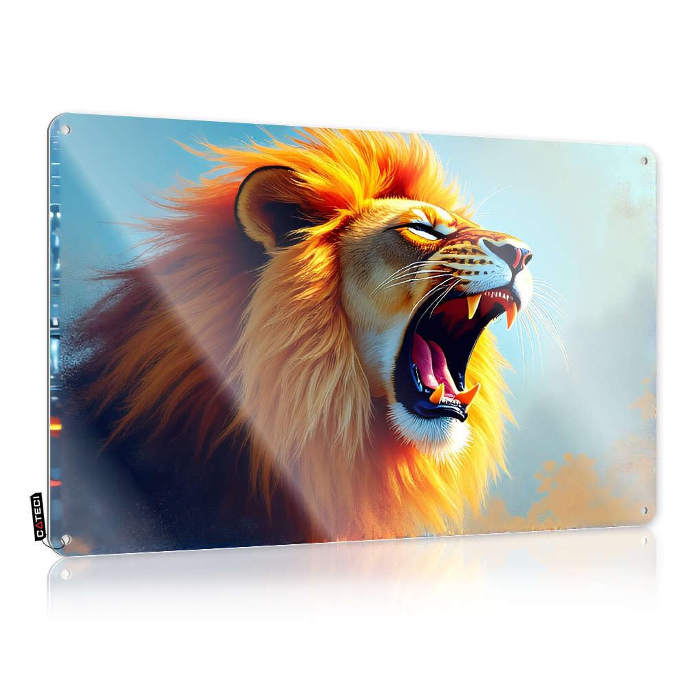 Spooky Decor Tin Plate Sign Room Rules Pre-drilled Metal Art/Dorm For Roaring Lion With Vibrant Mane - Western Bedroom Women
