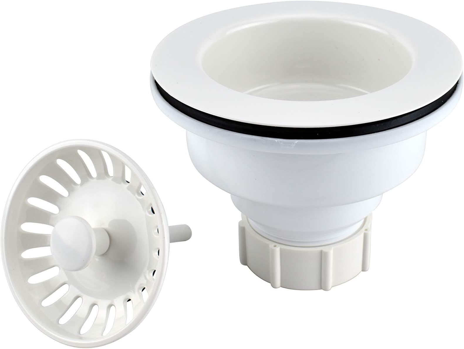 Plumb Pak Deep Cup Plastic Sink Strainer with Fixed Post Basket, White