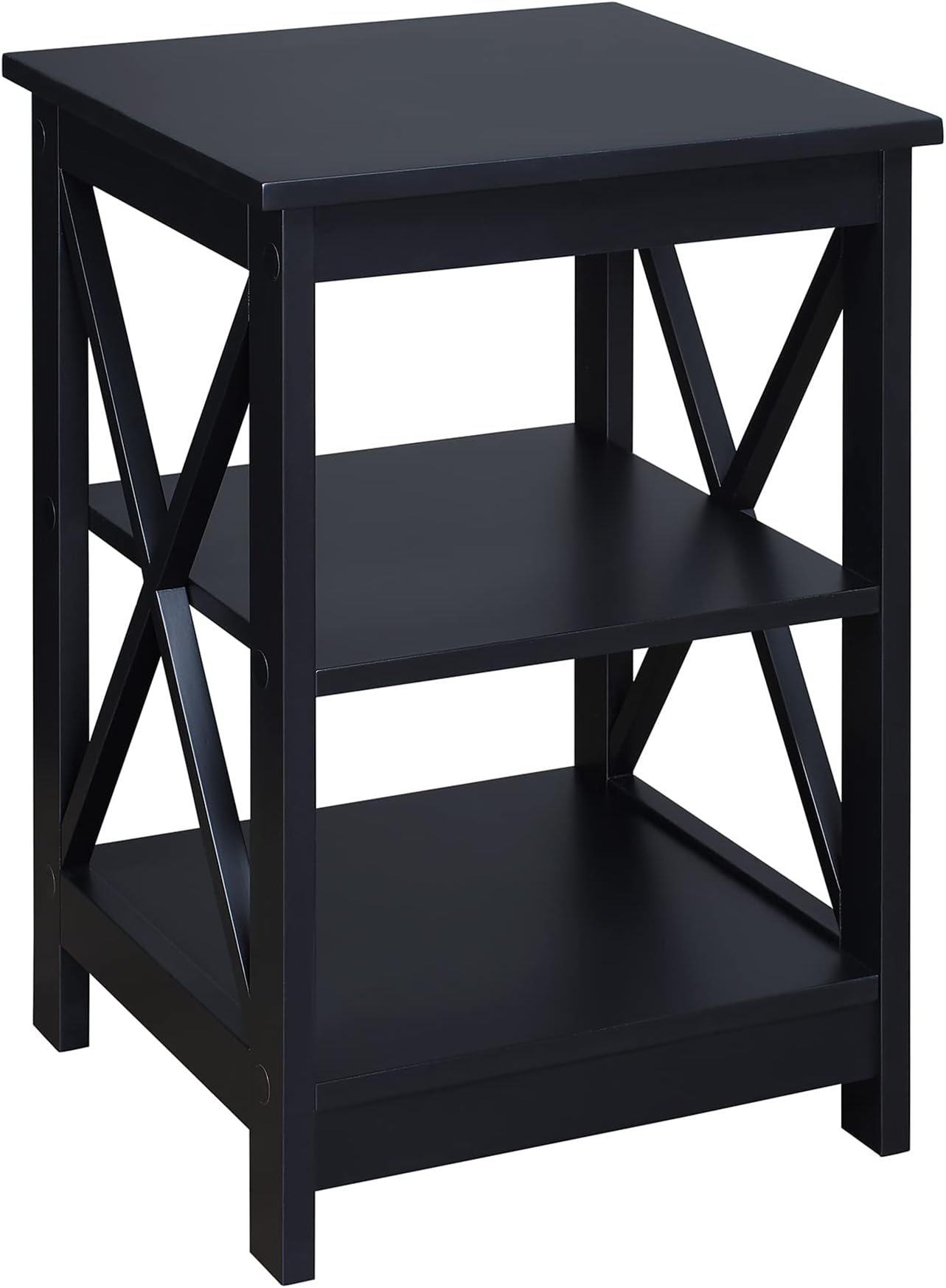 Oxford End Table 15.75" - Modern Living Room Table with Storage Shelves, Transitional Nightstand Side Table for Home Decor and Display, Black
