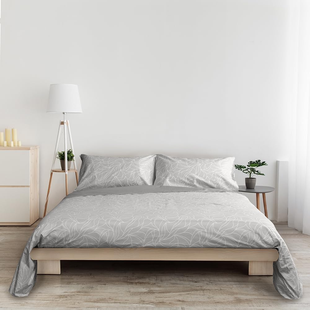 Foppapedretti Notte & Natura Double Bed Duvet Cover with 2 Pillowcases; Pearl Wave 100% Cotton, Made in Italy - Image 3