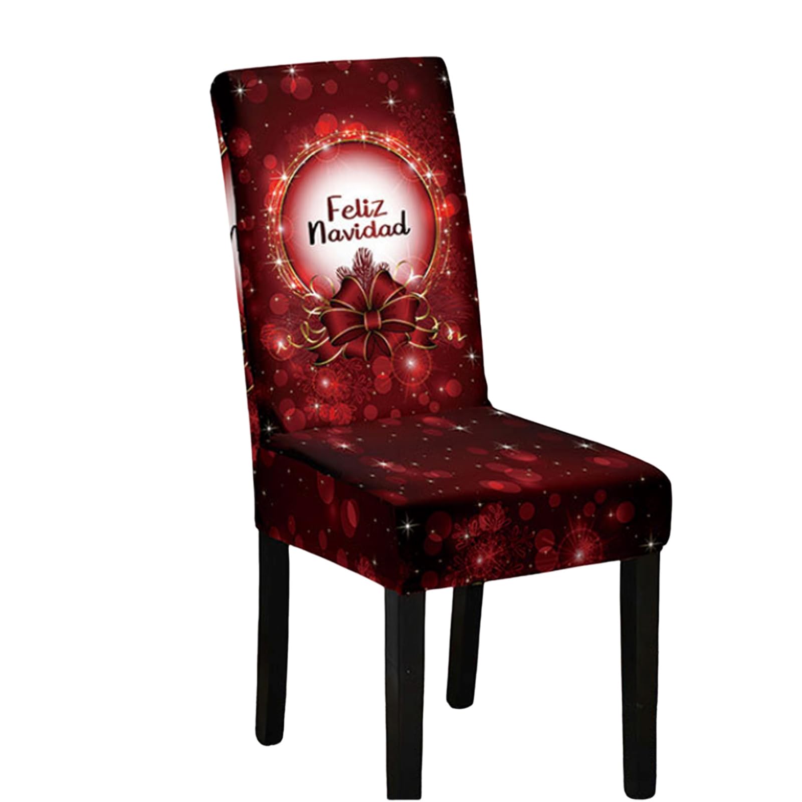 Odot Navidad Fundas Sillas de Comedor Extensible Rojo Funda Sillas Comedor, Funda Silla Lavables Fundas Sillas Ajustables para Fiesta de Navidad (2 Piezas,Lazo Rojo)